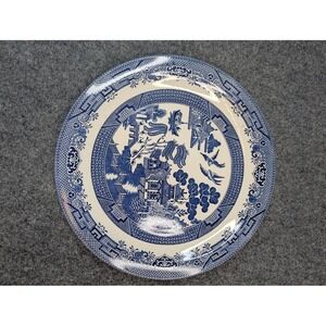 Round 13" Churchill England Blue Willow Ceramic Serving Platter Cake Plate